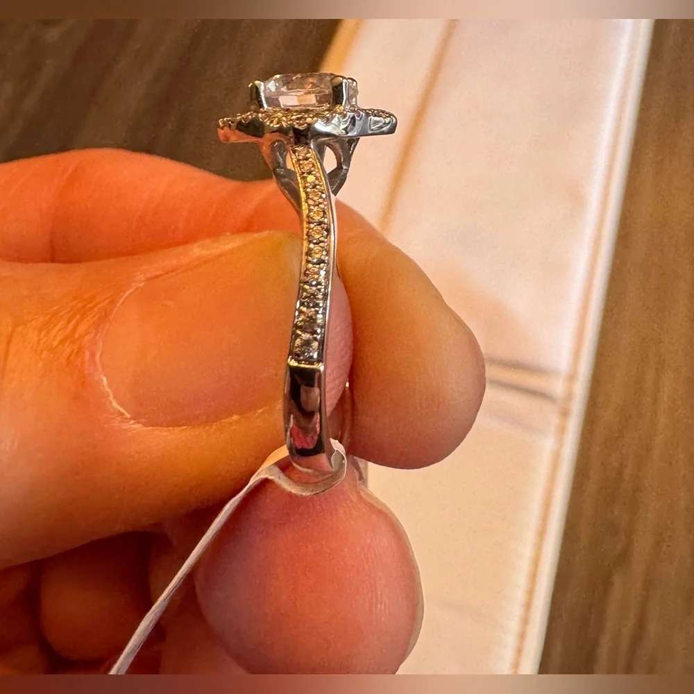 NWT Elegant Sterling Silver Ring with Cubic Zirconias